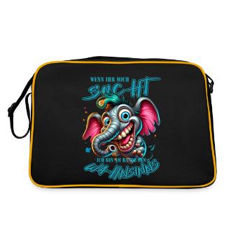 Wenn ihr mich sucht, ich bin am Rande des Wahnsinn - Retro Tasche - Schwarz/Gold - Hinten