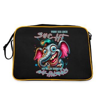 Wenn ihr mich sucht, ich bin am Rande des Wahnsinn - Retro Tasche - Schwarz/Gold - Hinten