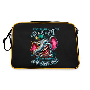 Wenn ihr mich sucht, ich bin am Rande des Wahnsinn - Retro Tasche - Schwarz/Gold - Hinten