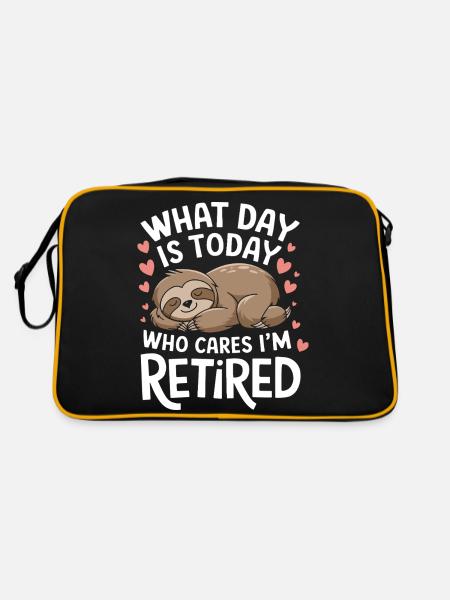 Rentner Ruhestand Rente Pensionierung - Retro Tasche - Schwarz/Gold - Hinten