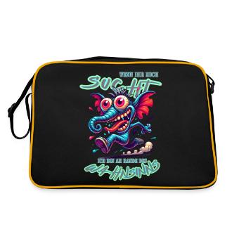 Wenn ihr mich sucht, ich bin am Rande des Wahnsinn - Retro Tasche - Schwarz/Gold - Hinten