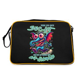 Wenn ihr mich sucht, ich bin am Rande des Wahnsinn - Retro Tasche - Schwarz/Gold - Hinten