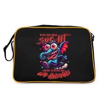 Wenn ihr mich sucht, ich bin am Rande des Wahnsinn - Retro Tasche - Schwarz/Gold - Hinten