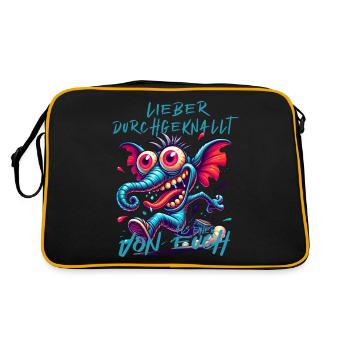 Lieber durchgeknallt als einer von euch – Elefant - Retro Tasche - Schwarz/Gold - Hinten