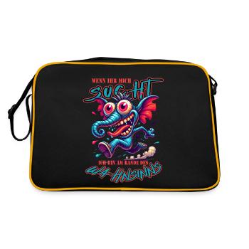 Wenn ihr mich sucht, ich bin am Rande des Wahnsinn - Retro Tasche - Schwarz/Gold - Hinten