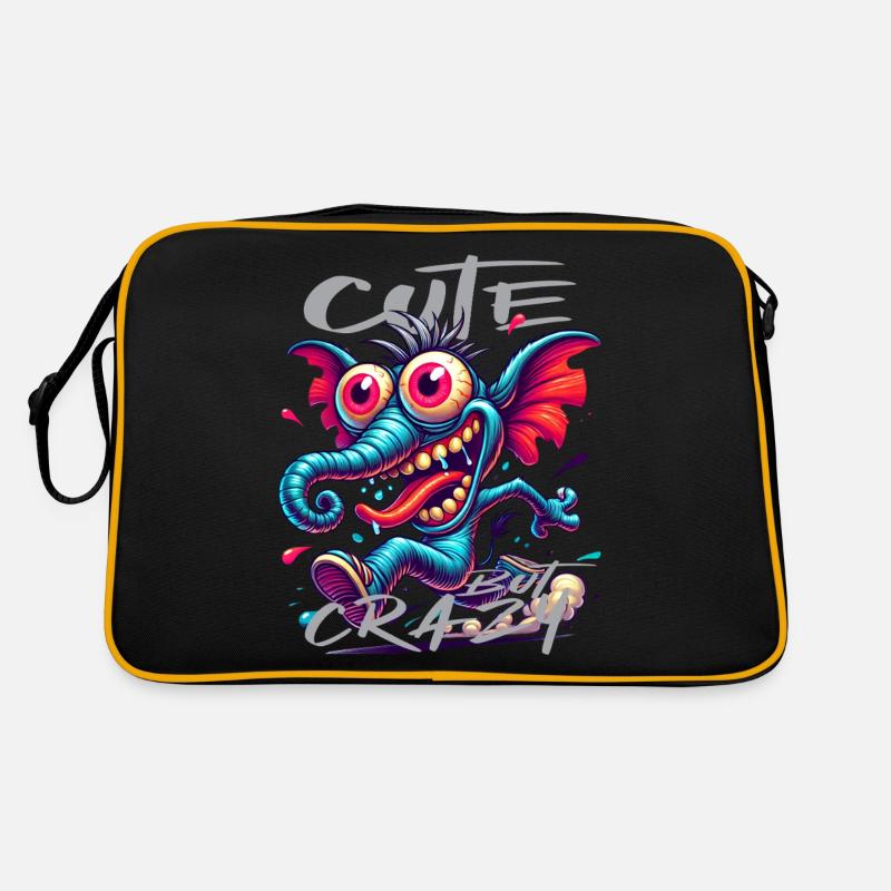 Cute but Crazy Elefant Comic Stil - Retro Tasche - Schwarz/Gold