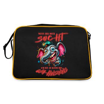 Wenn ihr mich sucht, ich bin am Rande des Wahnsinn - Retro Tasche - Schwarz/Gold - Hinten