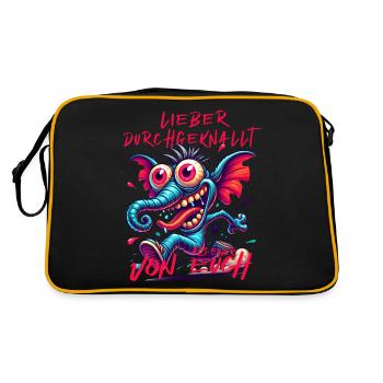 Lieber durchgeknallt als einer von euch – Elefant - Retro Tasche - Schwarz/Gold - Hinten