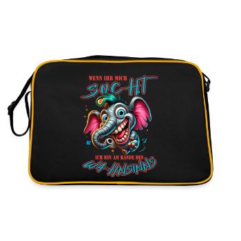 Wenn ihr mich sucht, ich bin am Rande des Wahnsinn - Retro Tasche - Schwarz/Gold - Hinten