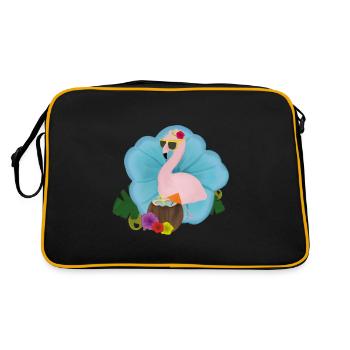 Flamingo - Retro Tasche - Schwarz/Gold - Hinten