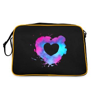 Watercolor heart with pink and light blue colors - Retro Bag - black/gold - Back