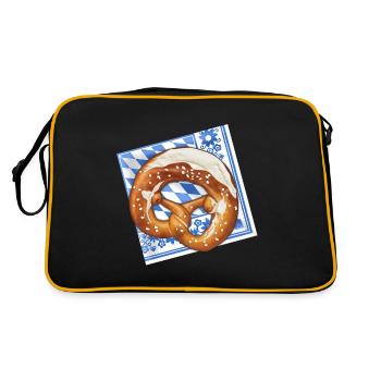 Pretzel Pretzel Laugenbreze Illustration Cartoon - Retro Bag - black/gold - Back