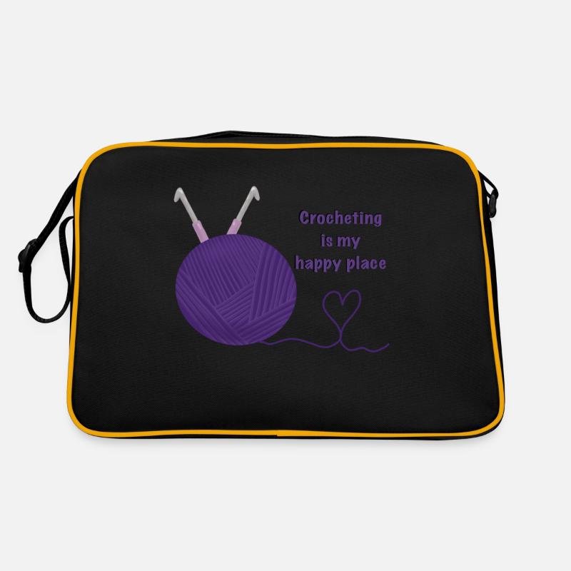 Crocheting is my happy place Retro Bag