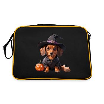 Sorcière teckel avec chapeau de sorcière Halloween Teckel - Sac Retro - noir/or - Dos