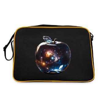 Universum in einem Apfel | galaxy apple - Retro Tasche - Schwarz/Gold - Hinten