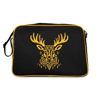 Hirschgeweih : Ethnische Geweihe - Retro Tasche - Schwarz/Gold - Hinten