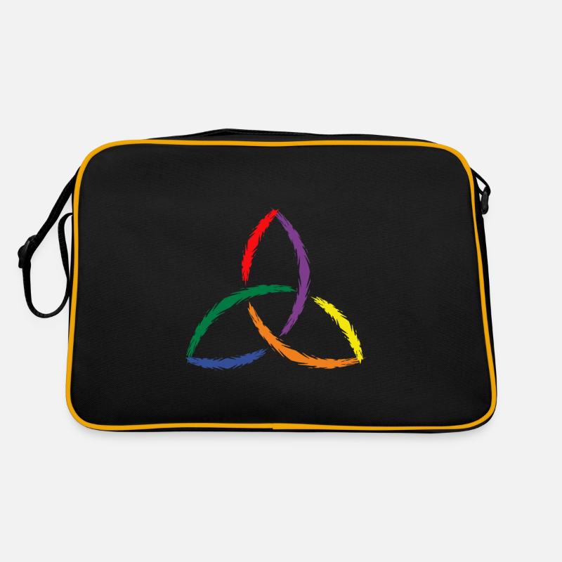 Keltisches Symbol Triquetra Regenbogen - Retro Tasche - Schwarz/Gold