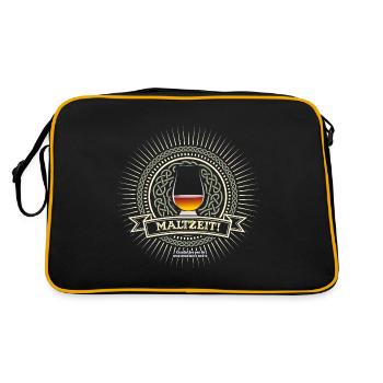 Maltzeit Single Malt Whisky Wortspiel - Retro Tasche - Schwarz/Gold - Hinten
