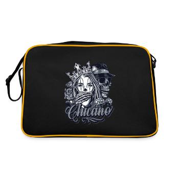 Chicano Player Skull Vintage - Retro Tasche - Schwarz/Gold - Hinten