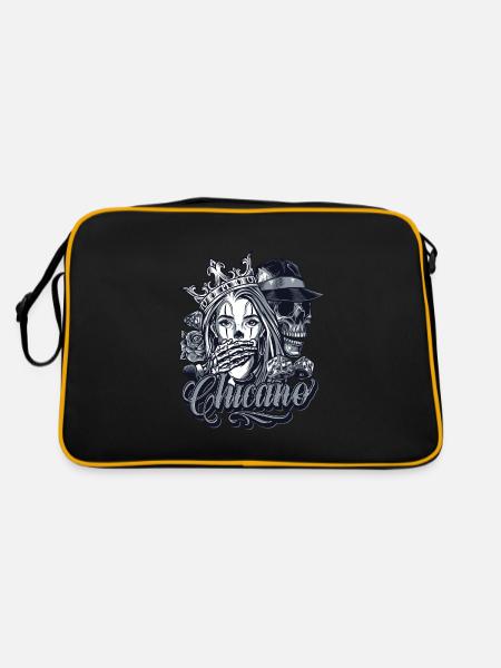 Crâne de joueur Chicano Vintage - Sac Retro - noir/or - Dos