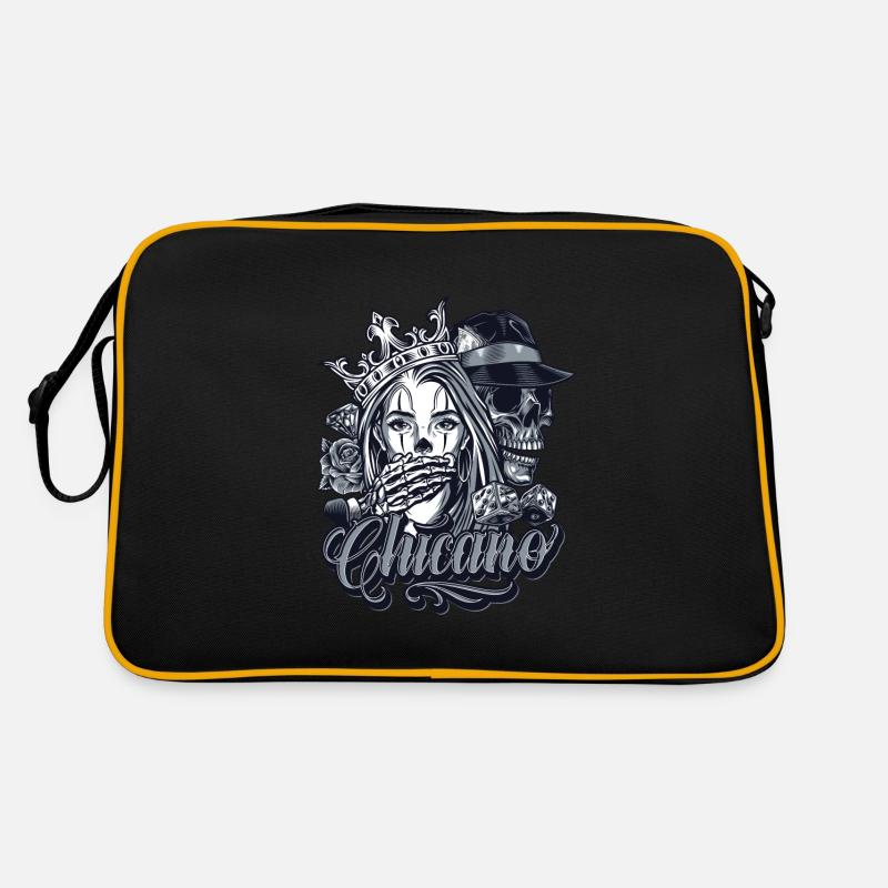 Crâne de joueur Chicano Vintage - Sac Retro - noir/or