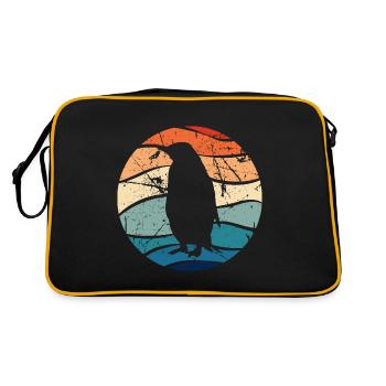 Pinguin Pinguine Tier Eis Vogel Retro Geschenk - Retro Tasche - Schwarz/Gold - Hinten