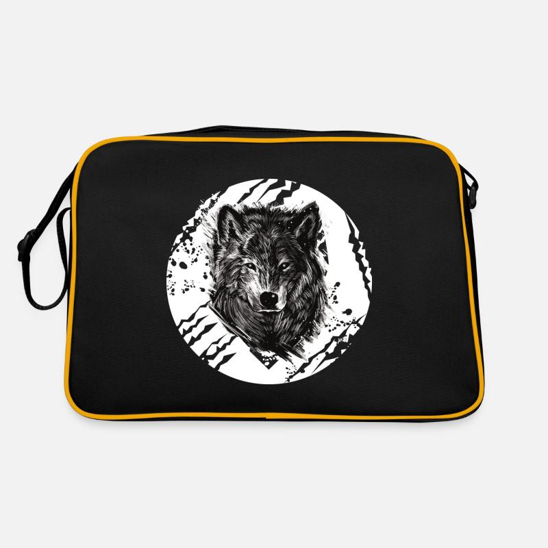 Wolf - Retro Tasche - Schwarz/Gold