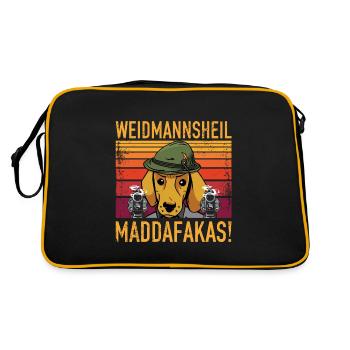 Weidmannsheil Maddafakas! Dackel Jäger Vintage fun - Retro Tasche - Schwarz/Gold - Hinten