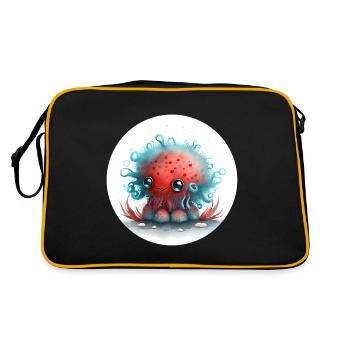 Tier Oktopus fantasy und süß - Retro Tasche - Schwarz/Gold - Hinten