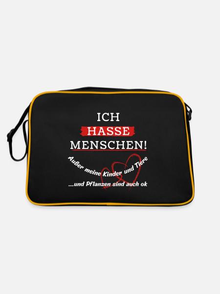 I hate people! - Retro Bag - black/gold - Back