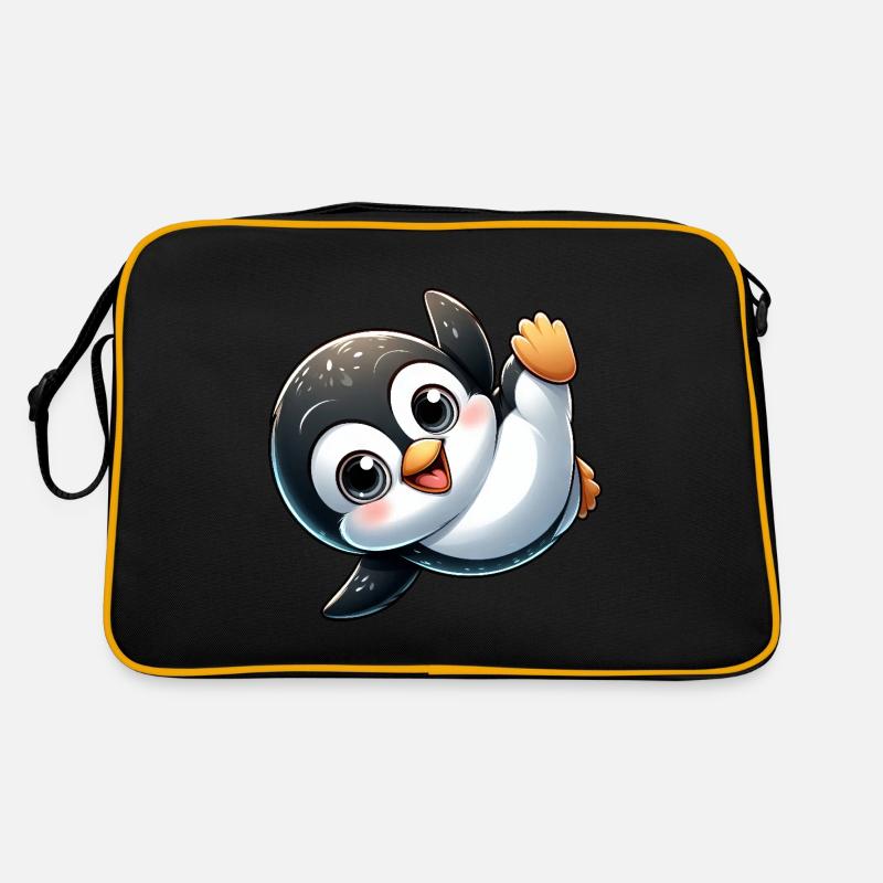 Penguin Handstand Breakdance Cartoon Retro Bag