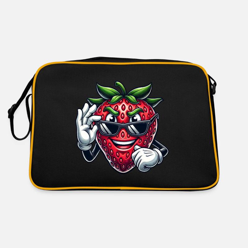 Cool fraise fruit bande dessinée avec lunettes de soleil Sac Retro