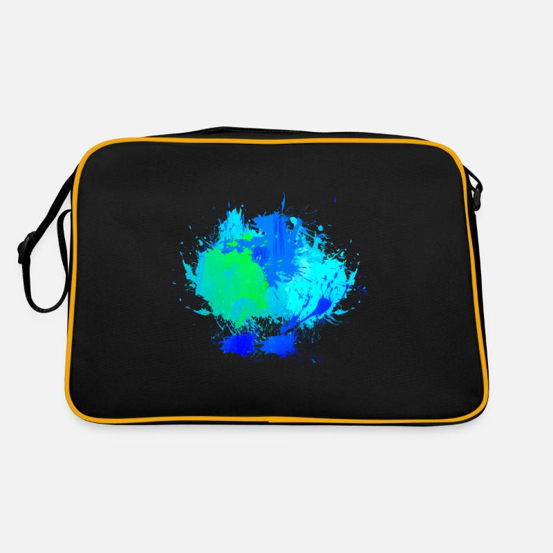 Blauer Farbfleck Hintergrund Deko - Retro Tasche - Schwarz/Gold