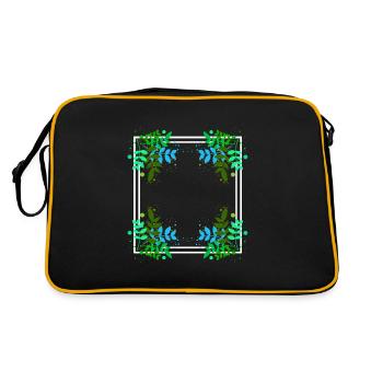 Rahmen mit Farbflecken Blatt Dekoration - Retro Tasche - Schwarz/Gold - Hinten