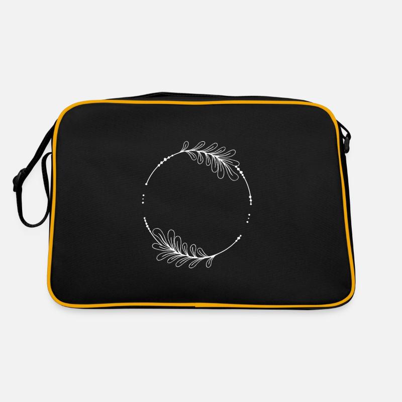 White circle frame with leaves - Retro Bag - black/gold