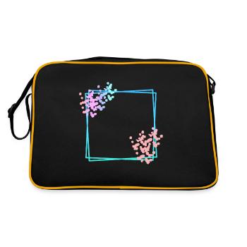 Blauer Quadratischer Rahmen mit Punkten - Retro Tasche - Schwarz/Gold - Hinten