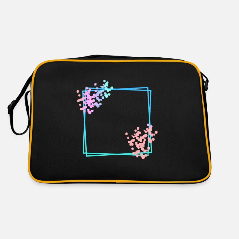 Blue square frame with dots Retro Bag