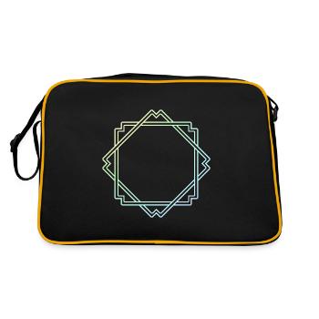Bunter Quadratischer Rahmen Deko - Retro Tasche - Schwarz/Gold - Hinten