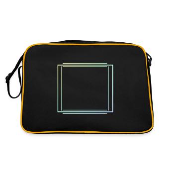 Bunte Linien Quadratischer Rahmen Deko - Retro Tasche - Schwarz/Gold - Hinten