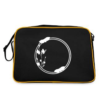 Spring Frame Circle in White Flowers - Retro Bag - black/gold - Back