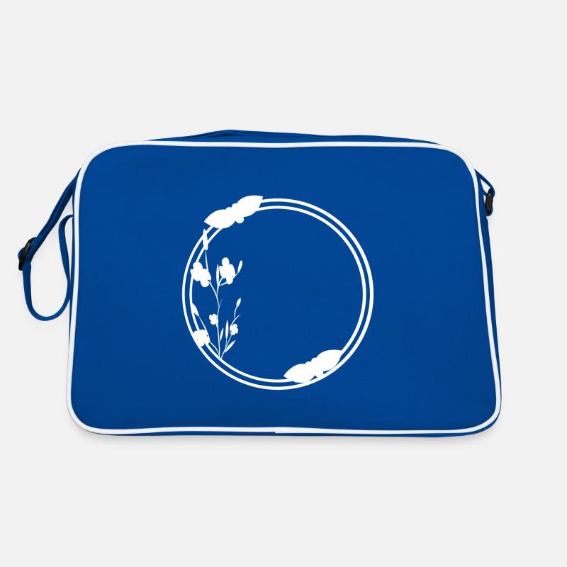 Spring Frame Circle in White Flowers Retro Bag