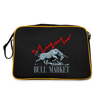 Bullen Markt Aktien Investieren Reichtum - Retro Tasche - Schwarz/Gold - Hinten