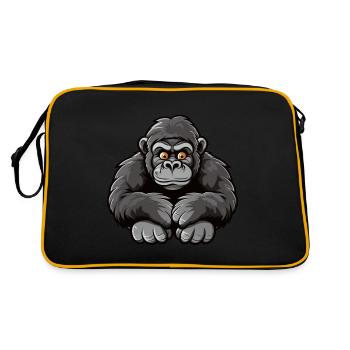 Niedlicher Affe für Kinder für Kinder - Retro Tasche - Schwarz/Gold - Hinten