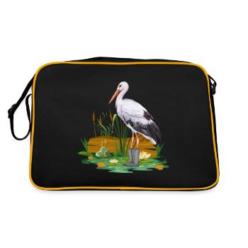 Stork in rubber boots - Retro Bag - black/gold - Back