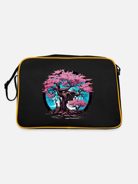 Bonsai Baum Bonsaischale Japanischer Baum - Retro Tasche - Schwarz/Gold - Hinten