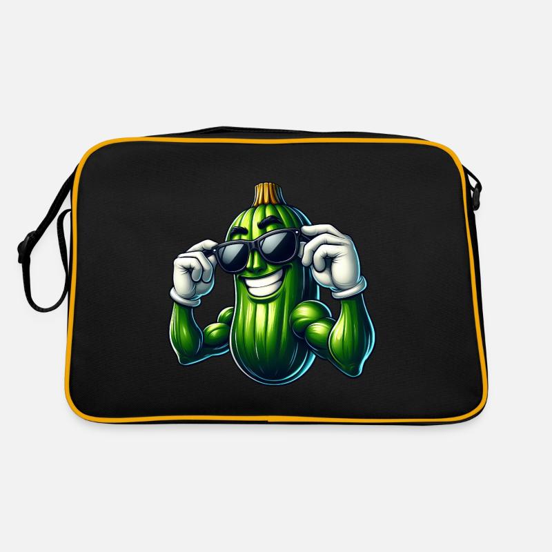 Cool Cucumber Pickle Vegetables Cartoon Retro Bag