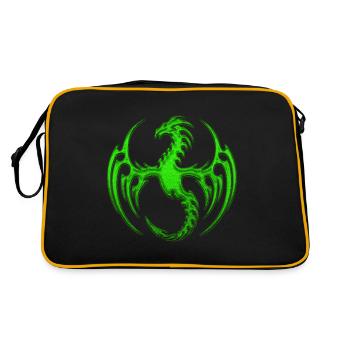 Drachen Fantasy Drachen Geist Reptilien Bestien - Retro Tasche - Schwarz/Gold - Hinten