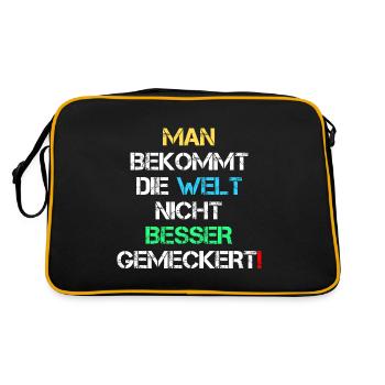 Welt Besser Gemeckert Meckern Spruch Geschenk - Retro Tasche - Schwarz/Gold - Hinten