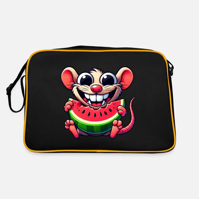 Cute Mouse Fruit Cartoon Water Melon Rodent Retro Bag