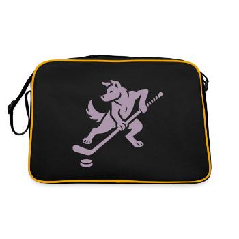 Husky Silhouette Hockey sur glace Design minimaliste - Sac Retro - noir/or - Dos